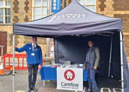 Council staff in a gazebo at Downham Market marketplace